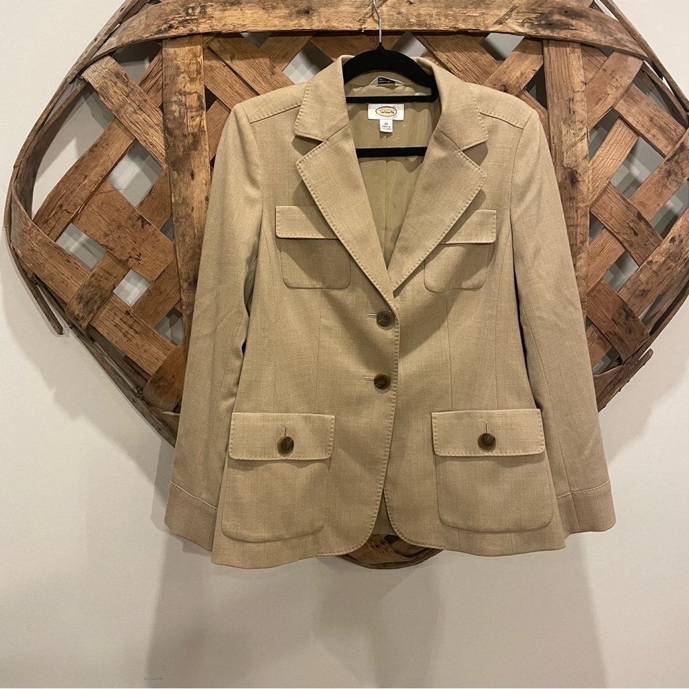 Talbots Tan Wool Blazer With Slight Stretch Size 10